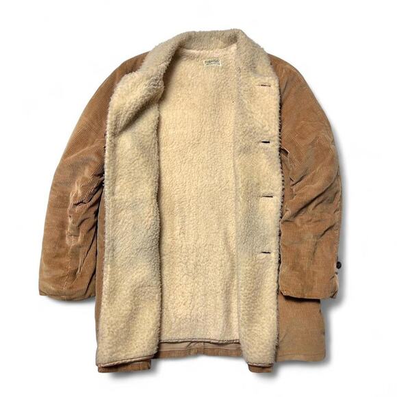 Fingerhut Vintage 70s Tan Cotton Corduroy Sherpa Rancher Western Coat 40 - Picture 5 of 7